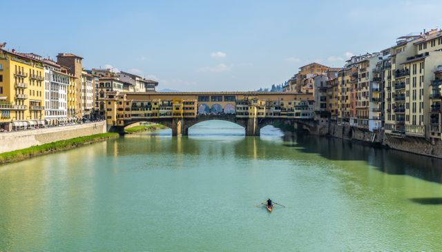 Peaceful Scene of Ponte Vecchio and Arno River in Florence - Download Free Stock Images Pikwizard.com