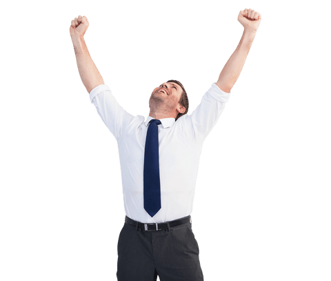 Jubilant Caucasian Businessman Celebrating Success on Transparent Background - Download Free Stock Videos Pikwizard.com
