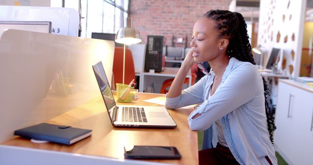 Woman Having Video Call in Modern Office Space - Download Free Stock Images Pikwizard.com