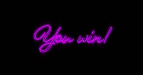 Vibrant Purple Neon You Win Message on Black Background - Download Free Stock Images Pikwizard.com