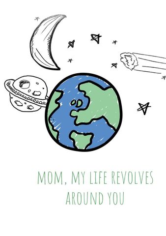 Whimsical Space-Themed Earth Illustration Celebrating Mother's Love - Download Free Stock Templates Pikwizard.com