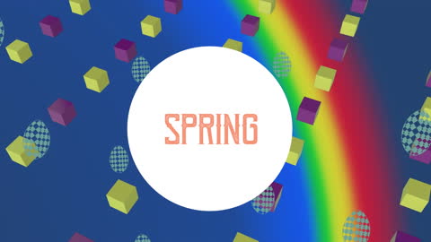 Colorful Spring Animation with Eggs and Shapes