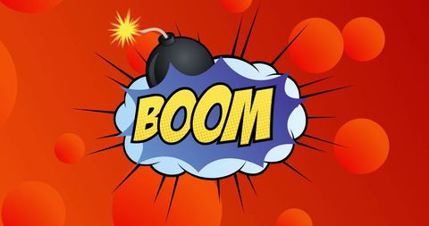 Comic-style Explosion with Retro BOOM Design on Bright Orange Background