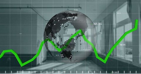 global finance concept with graphs and digital globe - Download Free Stock Images Pikwizard.com