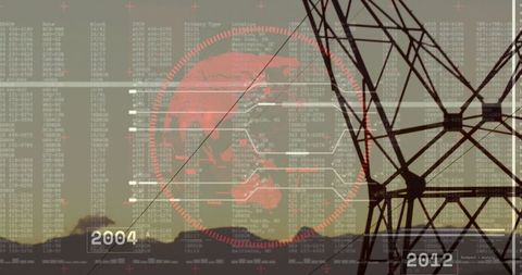 Futuristic digital landscape with technology infrastructure