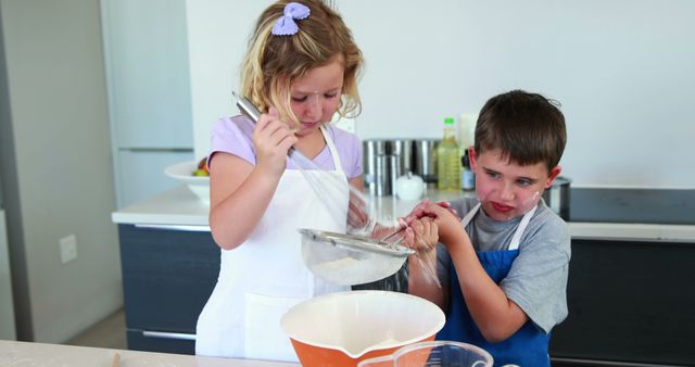 Children Baking Together in Modern Kitchen - Download Free Stock Images Pikwizard.com