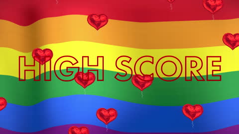 High Score Animation With LGBT Pride Flag and Red Hearts