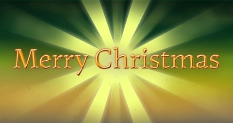 Stylish Merry Christmas Text on Green Background with Radiant Starburst