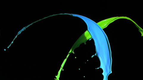 Vivid Liquid Splash with Dynamic Patterns on Black