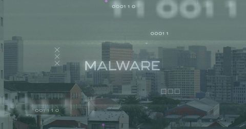 Holographic Malware Text Over Emerging Cityscape - Download Free Stock Images Pikwizard.com
