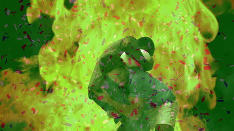 Triumphant American Football Player in Explosive Celebration