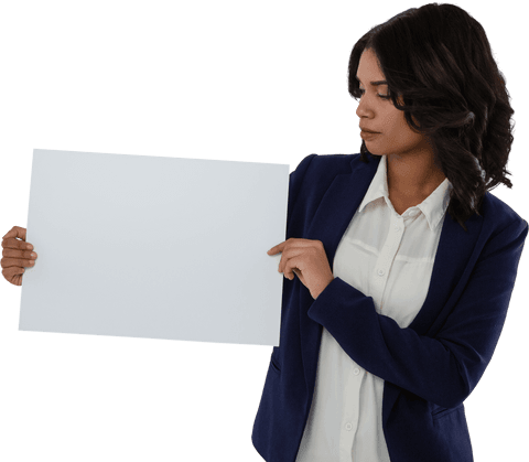 Businesswoman Displaying Blank Transparent Placard Holding Gesture - Download Free Stock Videos Pikwizard.com