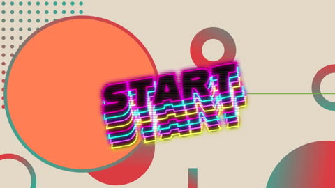 Retro Start Animation on Geometric Background