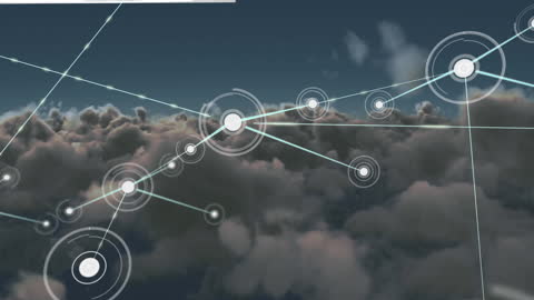 Futuristic Digital Network Over Clouds