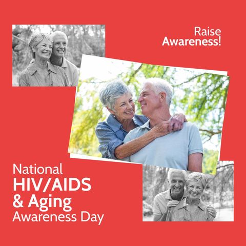 happy senior couple promoting hiv/aids and aging awareness - Download Free Stock Templates Pikwizard.com