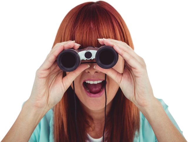 Transparent Background Hipster Woman Looking Through Binoculars - Download Free Stock Videos Pikwizard.com