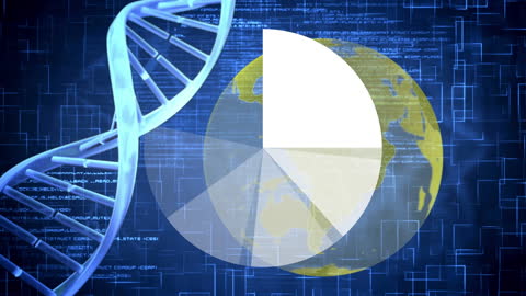 Futuristic DNA and Data Processing Visualization Concept