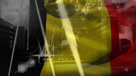 Flag of Belgium and Financial Data Animation