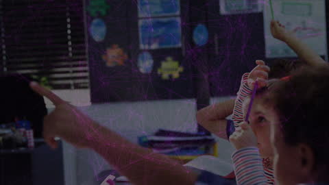 Classroom Pupils Engaged with Digital Network Concept