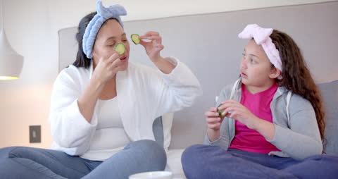 Mother and Daughter Enjoying Home Spa Day