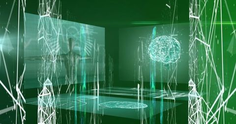 Digital Network Connectivity in Futuristic Green Data Interface - Download Free Stock Images Pikwizard.com
