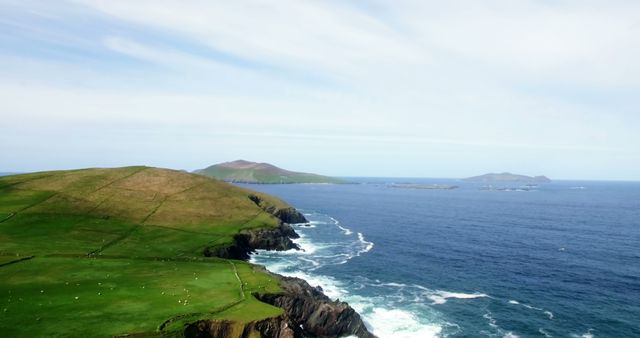 Scenic Coastal Landscape with Lush Green Hills and Blue Ocean - Download Free Stock Images Pikwizard.com