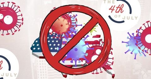 Anti-virus graphic with usa flag and july 4th theme