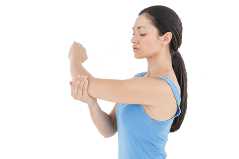 woman holding elbow in discomfort on transparent background - Download Free Stock Videos Pikwizard.com
