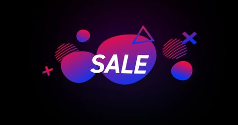 Retro eighties style sale advertisement with neon elements