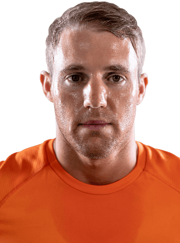 Transparent Portrait of Sweaty Male Athlete in Orange Shirt