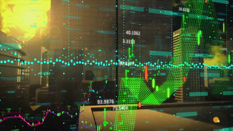 Financial Data Analysis with Futuristic Technology Overlay