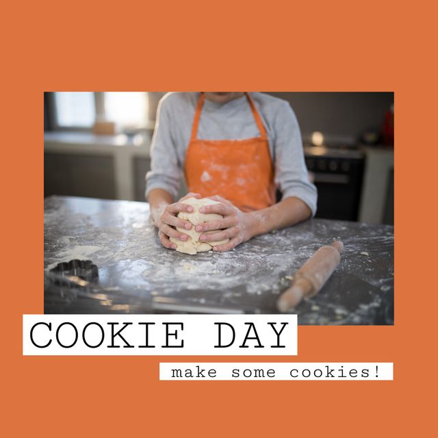 Caucasian Girl Baking Cookies on Cookie Day - Download Free Stock Templates Pikwizard.com