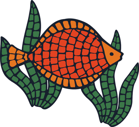 mosaic-design fish among seaweed on transparent background - Download Free Stock Videos Pikwizard.com