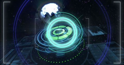 Digital Interface with Scanning Scope and Spinning Globe - Download Free Stock Images Pikwizard.com