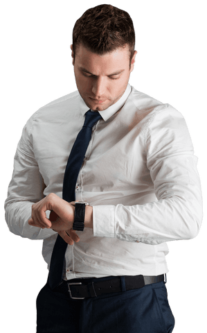 businessman in white shirt checking watch, transparent background - Download Free Stock Videos Pikwizard.com