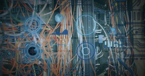 Digital Data Processing Concept with Server Cables and Interfaces - Download Free Stock Images Pikwizard.com