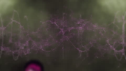 Abstract Spinning DNA Strand on Green Background