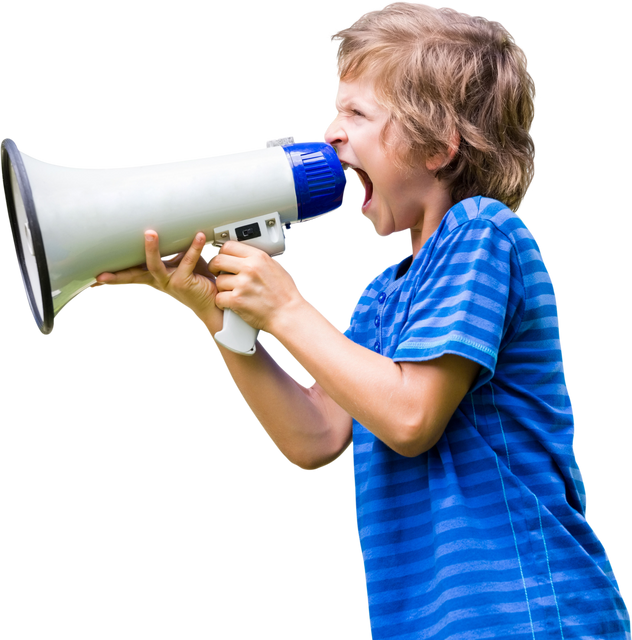 Boy Shouting on Megaphone Transparent Background - Download Free Stock Videos Pikwizard.com