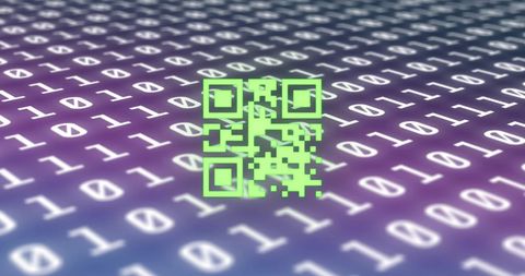 qr code over digital binary matrix background - Download Free Stock Images Pikwizard.com