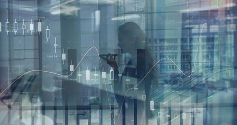 Businesswoman Analyzing Market Trends Through Digital Interface