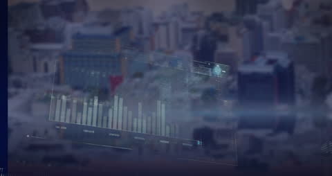 Futuristic Cityscape Connected with Digital Data Processing