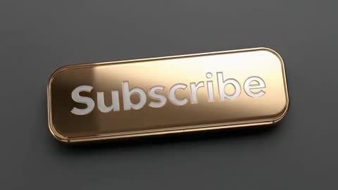 Rotating Gold Subscribe Button Landing Center on Dark Matte Surface | 3D Metallic CTA Animation