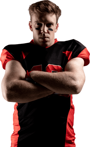 Transparent Young American Football Player Arms Crossed Confident Pose
