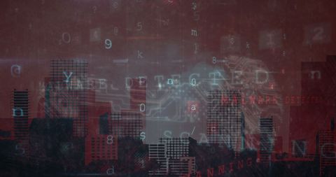 Cybersecurity Threats in Digital City Landscape Conceptual Art