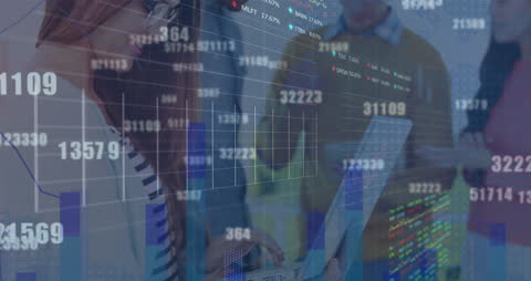 Teams Collaborating with Futuristic Data Visualization