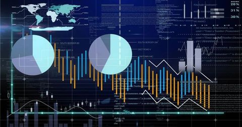 Displaying Real-Time Financial Dashboard with Pie Charts, Bar Metrics and Global Map Visualization