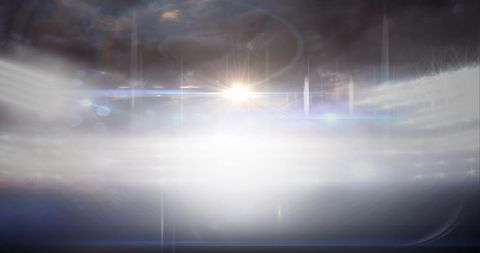 Blurred lights and bokeh at floodlit sports stadium