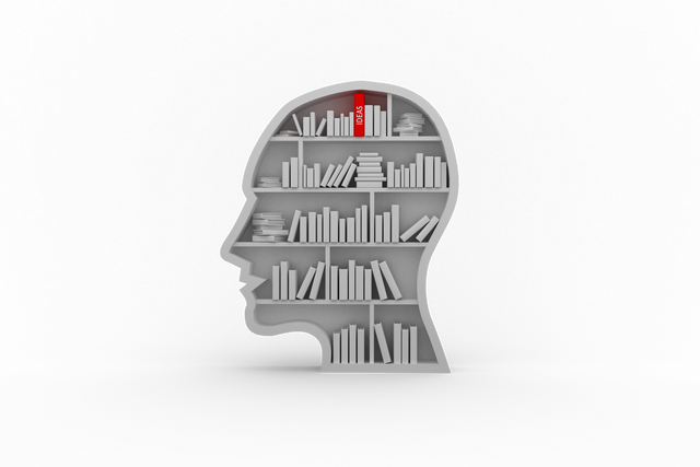 Head Shaped Bookshelf with Red Ideas Book on Transparent Background - Download Free Stock Videos Pikwizard.com