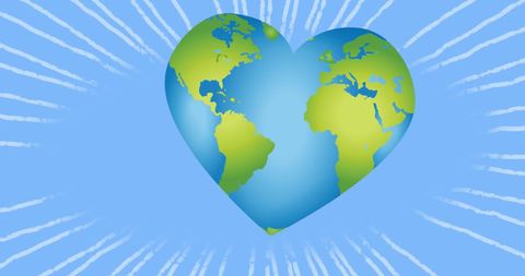 Heart-Shaped Earth on Blue Background Illustrating Love for Planet - Download Free Stock Images Pikwizard.com