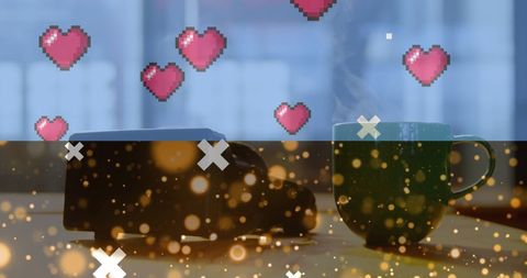 Creative Blend of Virtual Reality and Coffee with Heart Icons - Download Free Stock Images Pikwizard.com